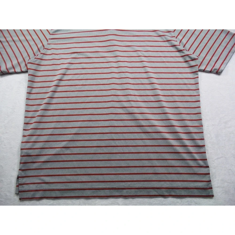 FJ FootJoy Shirt Mens Size 2XL Gray Red Striped Polo Short Sleeve Stretch‎